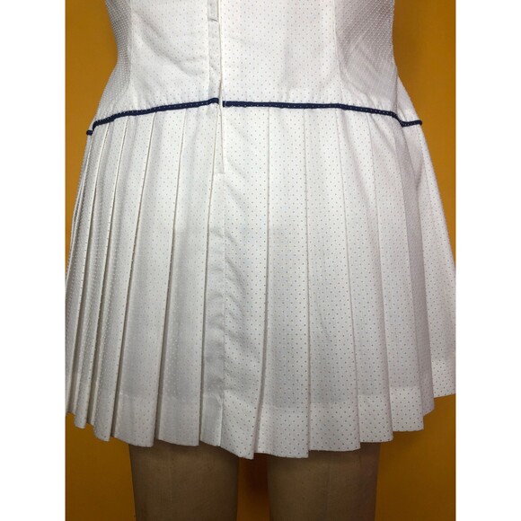 1960s-1970s SAKS FIFTH AVE. Swiss Dot Drop Waist Pleated Tennis Mini Dress. L-XL - Picture 7 of 9